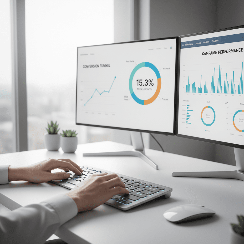 Digital marketing professional analyzing campaign performance